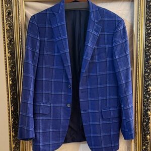 Isaia Royal Blue Checkered Blazer